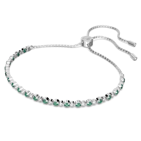 SWAROVSKI Subtle bracelet (Round cut, Green, Rhodium plated) - Vòng/lắc tay pha lê trắng, xanh - JEWELRY
