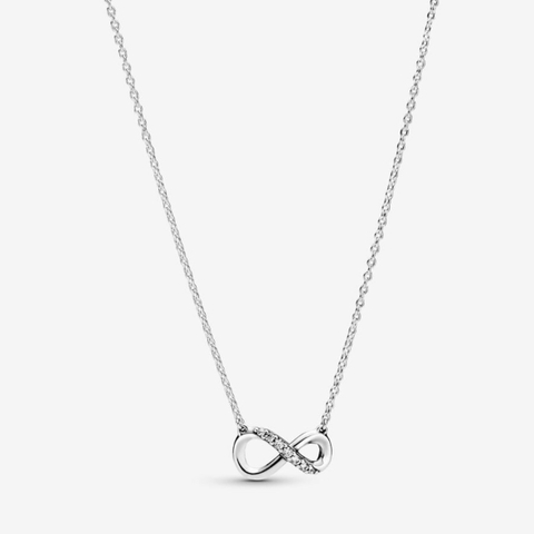 PANDORA Sparkling Infinity Collier necklace (Sterling, White Zirconia) - Dây cổ, chuyền bạc 925, đá CZ trắng, hình vô cực - JEWELRY NECKLACE