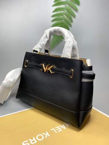 Túi MK Michael Kors Reed Small Pebbled Leather Belted Satchel Black Bag - Túi xách, túi đeo chéo màu đen