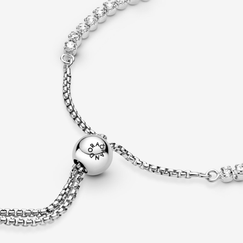 PANDORA Sparkling Slider Tennis Bracelet (Silver Sterling, White Zirconia) - Vòng/lắc tay bạc 925, đá CZ trắng - JEWELRY BRACELETS