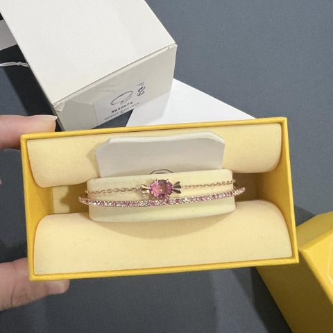 SWAROVSKI Gema 520 bangle (Candy, Pink, Rose gold-tone plated) - Vòng/lắc tay pha lê, kẹo hồng - JEWELRY BRACELET