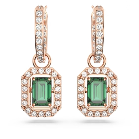 SWAROVSKI Millenia drop earrings (Octagon cut, Green, Rose gold-tone plated) - Khuyên tai đá pha lê xanh chuyển động - SWAROVSKI - JEWELRY