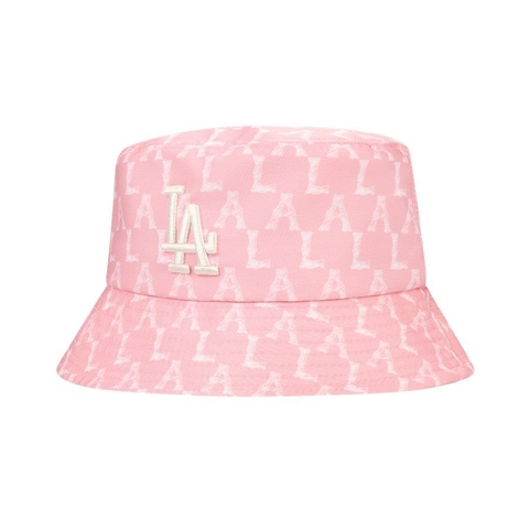 [SALE] Mũ MLB Bucket hat Monogram Crayon LA Dodgers Pink - Mũ vành tròn màu hồng