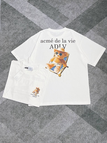 ÁO ADLV BEACH BEAR SHORT SLEEVE T-SHIRT CREAM - Áo thun cổ tròn tay lỡ màu trắng kem