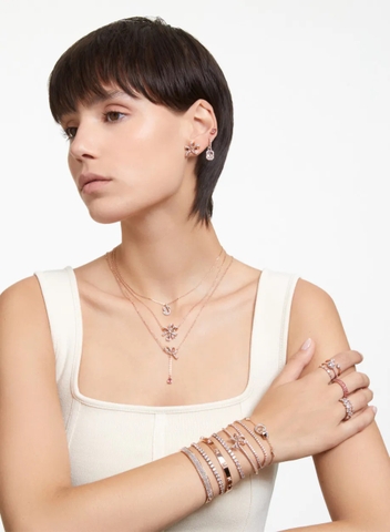 SWAROVSKI Volta necklace (Bow, Small, White, Rose gold-tone plated) - Dây cổ, dây chuyền SWAROVSKI - JEWELRY NECKLACE