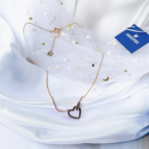 SWAROVSKI Lovely necklace (Heart, Grey, Rose gold-tone plated) - Dây cổ, dây chuyền HÌNH TIM PHỐI ĐÁ - SWAROVSKI - JEWELRY NECKLACE