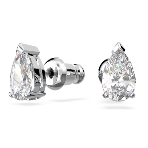 SWAROVSKI Stilla Attract set (Pear cut, White, Rhodium plated) - EARRINGS & NECKLACE - Khuyên tai + dây cổ, pha lê trắng - JEWELRY