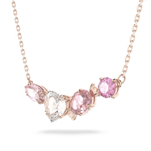 SWAROVSKI Gema 520 pendant (Candy and heart, Pink, Rose gold-tone plated) - Dây chuyền kẹo, tim, LOVE hồng - JEWELRY NECKLACE