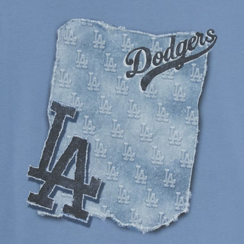MLB Denim-like monotiv overfit functional short-sleeve T-shirt LA Dodgers Blue - Áo thun cổ tròn, tay lở màu xanh