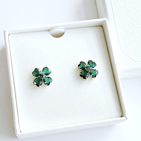 SWAROVSKI Idyllia stud earrings (Clover, Green, Gold-tone plated) - KHUYÊN TAI CỎ BỐN LÁ - SWAROVSKI - JEWELRY