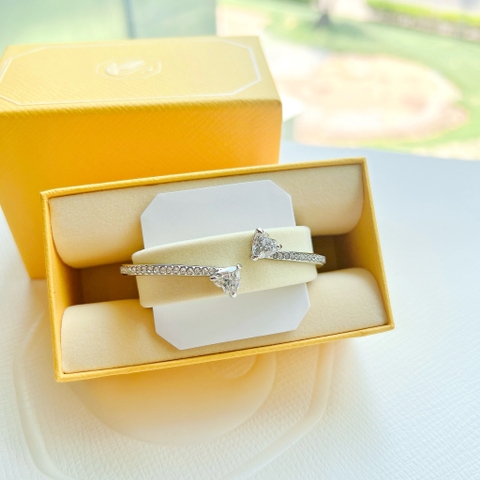 SWAROVSKI Attract Soul bangle (Heart, White, Rhodium plated) BRACELET - Vòng/lắc tay pha lê trắng - JEWELRY