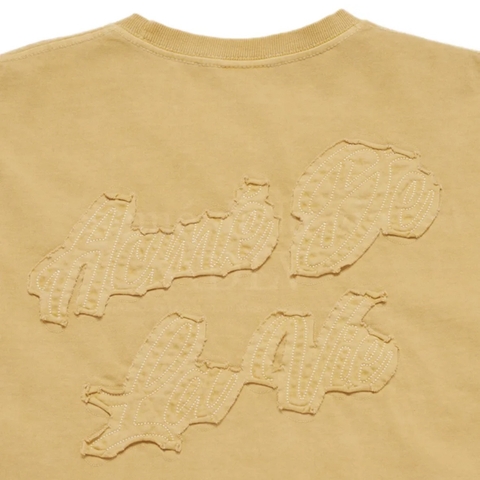 ADLV APPLIQUE LOGO PIGMENT TSHIRT YELLOW - Áo thun cổ tròn tay lỡ màu vàng