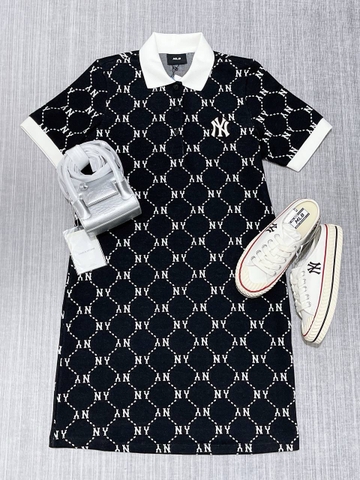 Váy MLB Women's Diamond Monogram New York Yankees DRESS POLO BLACK