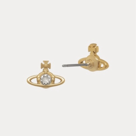 CHÍNH HÃNG - VIVIENNE WESTWOOD Nano Solitaire (Gold-shade) Earrings - Khuyên, hoa tai đá pha lê - JEWELRY