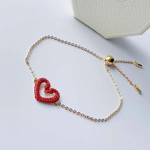 SWAROVSKI Sublima bracelet (Heart, Small, Red, Gold-tone plated) - Vòng/lắc tay thiên nga, tim đỏ - JEWELRY