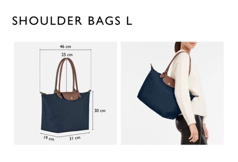 LARGE SIZE - TÚI LONGCHAMP LE PLIAGE NOIR GREEN L TOTE BAG - BLACK - Túi xách màu đen, quai nắp đen