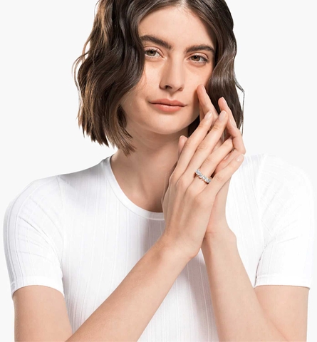 SWAROVSKI Vittore ring (Drop cut, White, Rose gold-tone plated) - RINGS - Nhẫn pha lê cắt giọt - SWAROVSKI JEWELRY