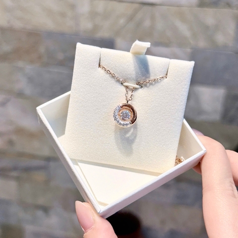 CHÍNH HÃNG - SWAROVSKI Dextera pendant (Round cut, White, Rose gold-tone plated) - Dây cổ, chuyền, pha lê trắng - JEWELRY NECKLACE