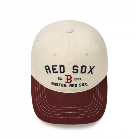 CHÍNH HÃNG - MLB Boston Red Sox Varsity Lettering Colorblock Unstructured Ball Cap - Mũ lưỡi trai nón kết tone đỏ