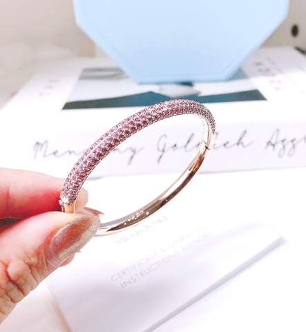 SWAROVSKI Stone bangle (Pink, Rose gold-tone finish) - Size S Oval 5.4x4.8cm - Vòng/lắc tay đá pha lê hồng - SWAROVSKI - JEWELRY