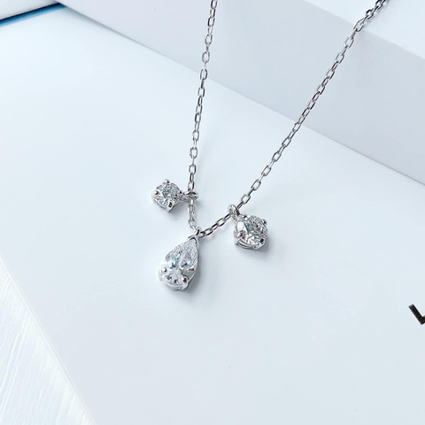 SWAROVSKI Attract pendant (Mixed cuts, Cluster, White, Rhodium plated) - Dây cổ, dây chuyền pha lê trắng - JEWELRY NECKLACE