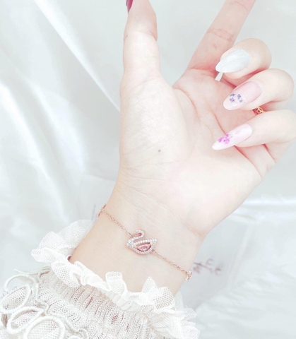 SWAROVSKI Dazzling Swan bracelet (Magnetic closure, Swan, Pink, Rose gold) - Vòng/lắc tay thiên nga hồng - SWAROVSKI - JEWELRY