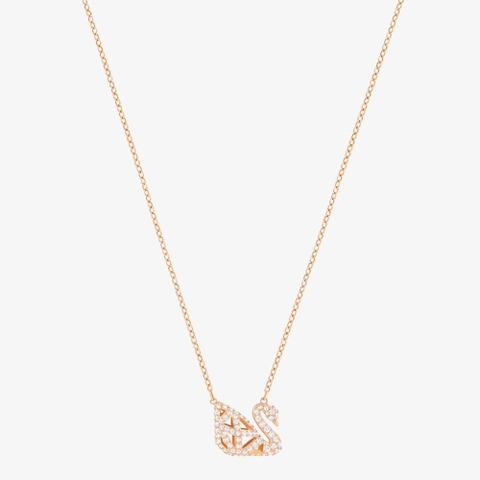 SWAROVSKI Facet Swan Pierced necklace (White&Black, Rose-gold tone plated) - Dây cổ, dây chuyền thiên nga đeo 2 mặt trắng và đen - JEWELRY NECKLACE
