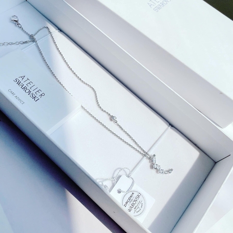 SWAROVSKI Moonsun Necklace  (White, Rhodium plated) - Dây cổ, dây chuyền trăng khuyết, pha lê trắng - JEWELRY NECKLACE