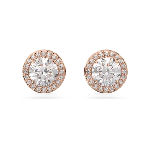 SWAROVSKI Una Angelic stud earrings (Round cut, Pavé, White, Rose gold-tone) - Khuyên tai, pha lê trắng - JEWERY