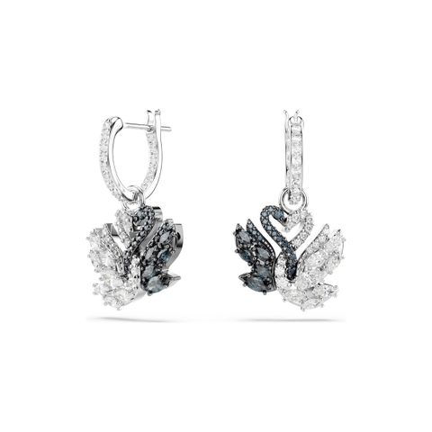 SWAROVSKI Swan drop earrings (Black, Mixed metal finish) - Khuyên tai, cặp đôi thiên nga trắng và đen - JEWERY