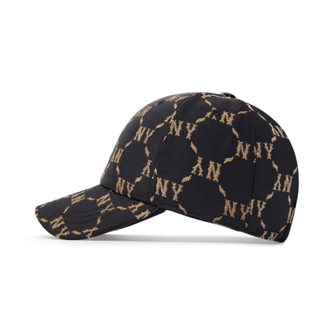 Mũ MLB Diamond Monogram Jacquard Structure Ball Cap New York Yankees Black - Mũ lưỡi trai, nón kết màu đen