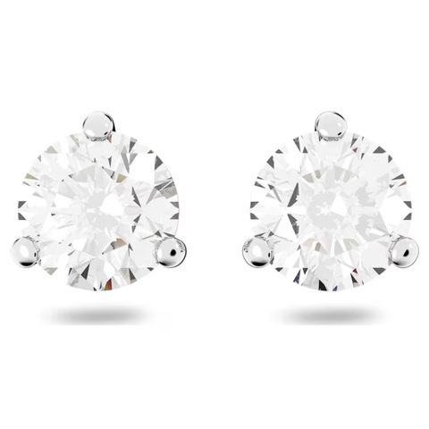 SWAROVSKI Stilla stud earrings 0,6cm (Round cut, White, Rhodium plated) - Khuyên tai pha lê trắng, hạt tròn - JEWERY