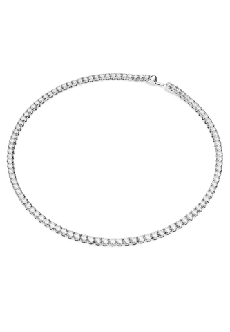 CHÍNH HÃNG - Matrix Tennis necklace (Round cut, White, Rhodium plated) - Dây cổ, chuyền pha lê trắng (0,4mm) (M-41cm) - JEWELRY