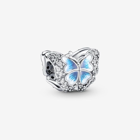 PANDORA Blue Butterfly Sparkling Charm (Silver Sterling) - Hạt trang trí vòng tay, hình bướm tráng men màu xanh, bạc 925 - JEWELRY