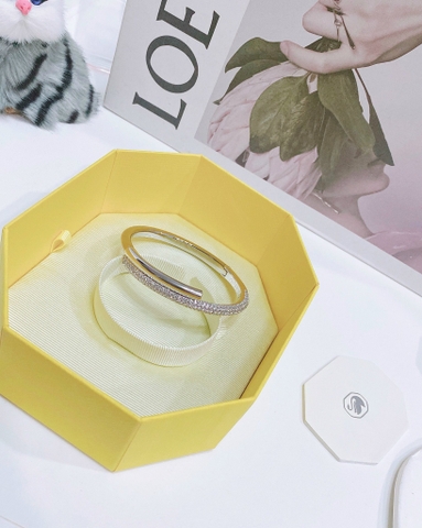 SWAROVSKI Dextera bangle (Magnetic closure, White, Rhodium plated) - Vòng/lắc tay pha lê trắng - JEWELRY BRACELET
