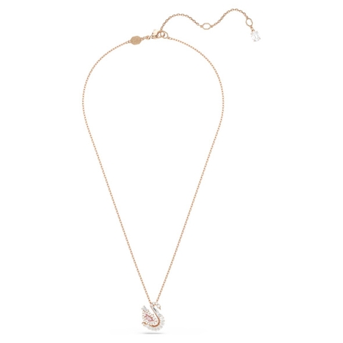 SWAROVSKI Swan pendant (Mixed cuts, Swan, Pink) - Dây cổ, chuyền, đính đá pha lê hồng, thiên nga - JEWELRY NECKLACE