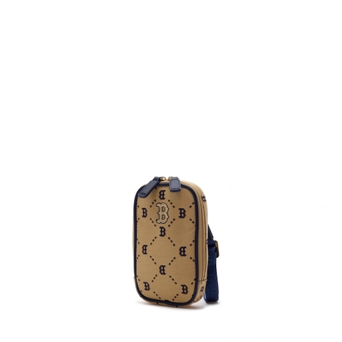 Túi MLB Diamond Monogram Phone Pouch Boston Red Sox Beige crossbody bag - TÚI ĐEO CHÉO MÀU NÂU BE