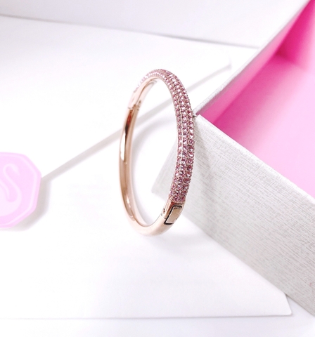 SWAROVSKI Stone bangle (Pink, Rose gold-tone finish) - Size S Oval 5.4x4.8cm - Vòng/lắc tay đá pha lê hồng - SWAROVSKI - JEWELRY