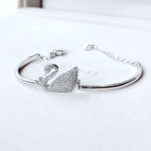 SWAROVSKI Iconic Swan bangle (Swan, White, Rhodium plated) - Vòng/lắc tay thiên nga trắng - BRACELET - JEWELRY