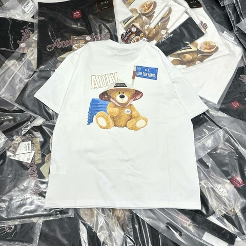 (PHỞ STORY x ADLV) ÁO THUN ADLV ROAD SIGN BEAR WHITE T-SHIRT
