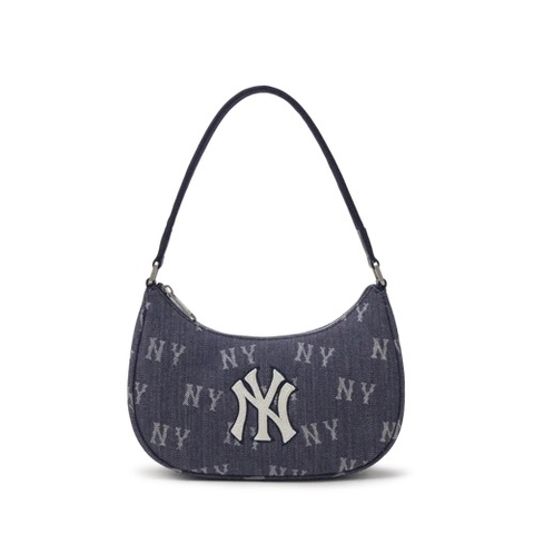 TÚI MLB MONOGRAM NEW YORK NY DENIM BLUE HOBO BAG