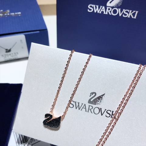 SWAROVSKI Iconic Swan pendant (Swan, Black, Rose gold-tone plated) - Dây cổ, dây chuyền SWAROVSKI - JEWELRY NECKLACE