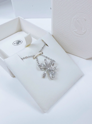 SWAROVSKI Hyperbola Volta necklace (Bow, Small, White, Rhodium plated) - Dây cổ, dây chuyền thiên hình nơ trắng - JEWELRY NECKLACE