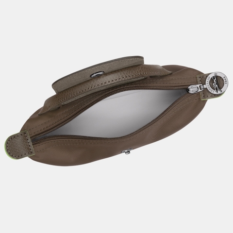 MINI SIZE - TÚI LONGCHAMP LE PLIAGE GREEN POUCH WITH HANDLE - TERRA - Recycled Canvas - Túi xách màu nâu đất