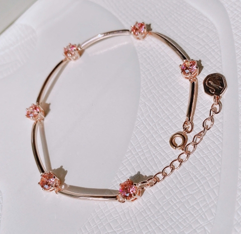SWAROVSKI Constella bangle (Round cut, Pink, Rose gold-tone plated) - Vòng, lắc tay pha lê hồng