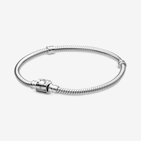 Pandora Moments Snake Chain Bracelet (Barrel Clasp, Silver Sterling) - Vòng/lắc tay bạc 925, khoá trụ, dáng mềm - JEWELRY BRACELET