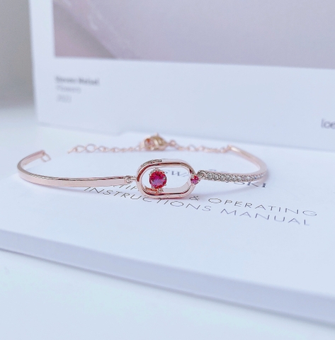 SWAROVSKI Sparkling Dance bracelet (Round cut, Oval shape, Red, Rose gold-tone plated) - Vòng/lắc tay pha lê đỏ chuyển động - JEWELRY