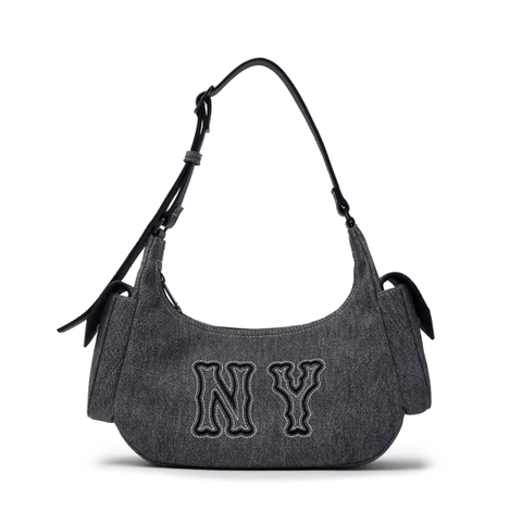 Túi MLB Basic Mega Logo Denim Cargo crossbody / shoulder Bag New York Yankees NY Grey - Túi xách, đeo vai, màu xám denim
