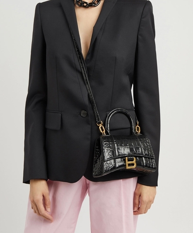 TÚI BALENCIAGA HOURGLASS XS CROC BLACK (da CROC)