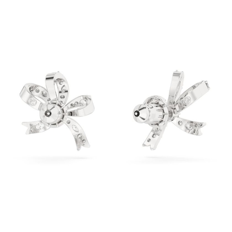 SWAROVSKI Volta stud earrings  (Bow, Small, White, Rhodium plated) - Khuyên tai hình nơ trắng - JEWERY